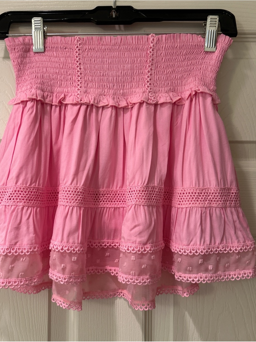 KATIE J NYC Pink Smocked Ruffle skirt